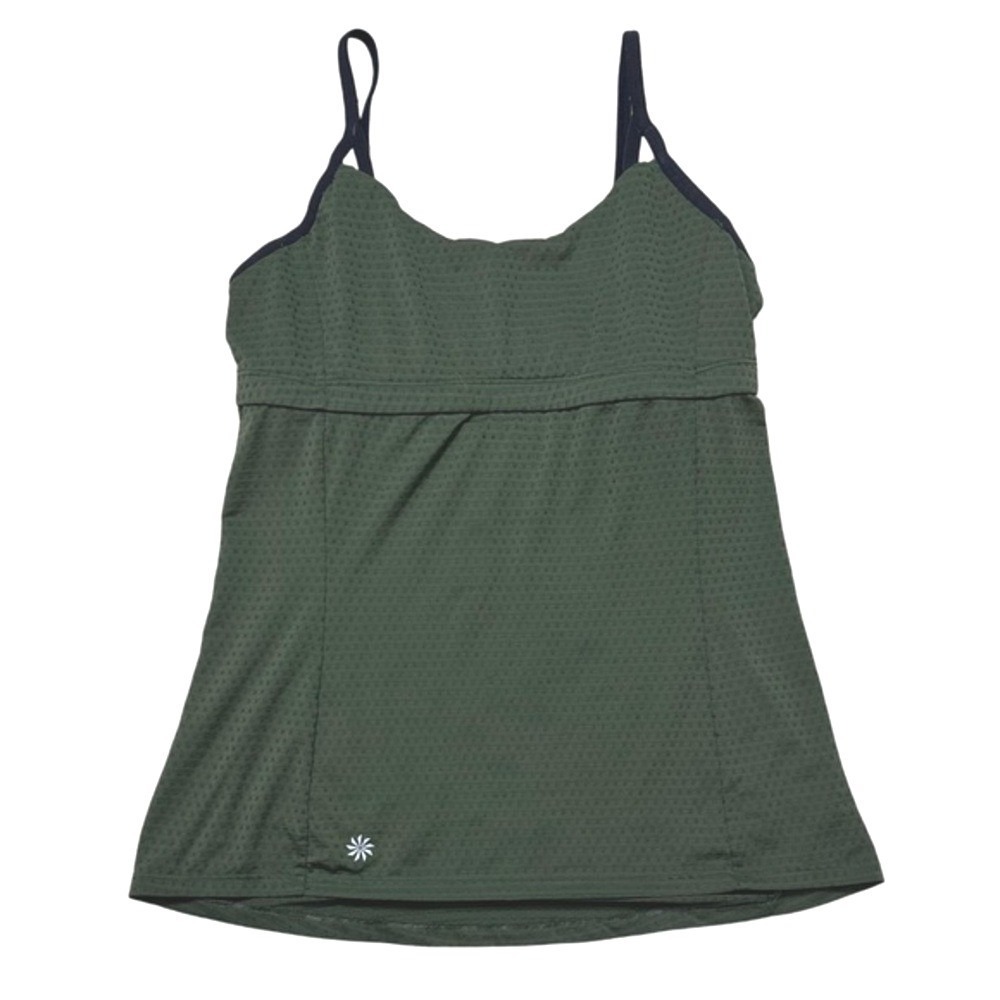 Athleta Flow Support Tank‎ Strappy Back Mesh Yoga Olive Green Womens Size M